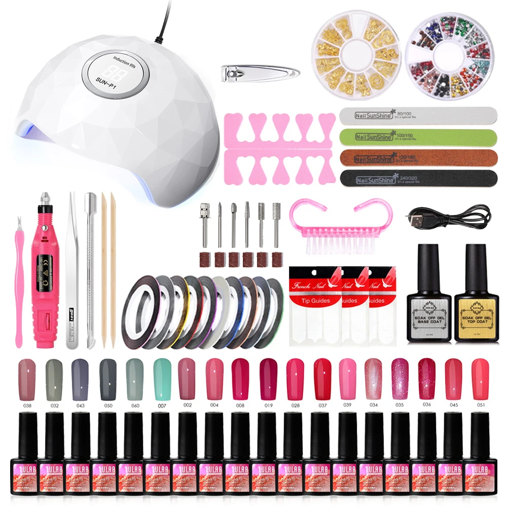 LULAA Complete Gel Nail Polish Set Electric Nail Sander Nail Art Accessories Set With Uv Led Nail Lamp Dead Skin Fork