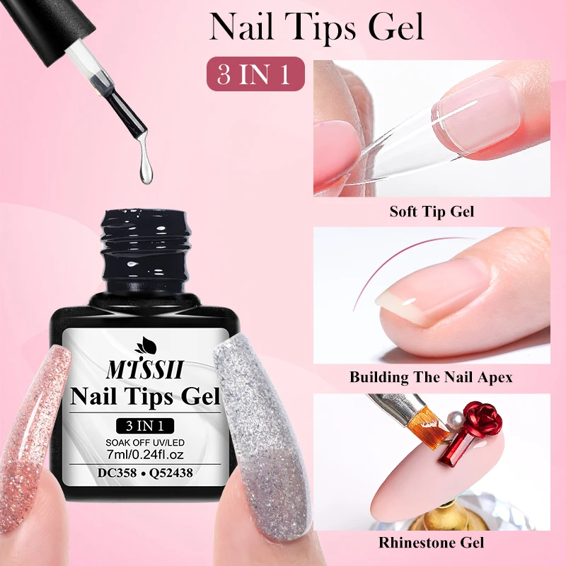 

Mtssii 7ml Soft Gel Nail Tips Adhesive Glue 3 IN 1 Clear Nail Extension Function Adhesive Nail Gel Long Lasting For Manicure