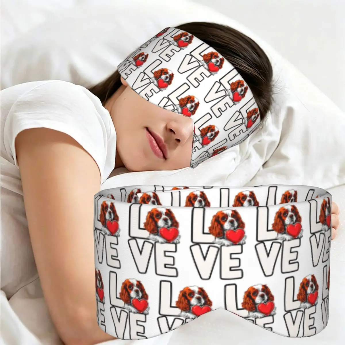 Cavalier King Charles Spaniel Dog Love sleep mask Light Blocking Portable Eye Cover for Girls Boys Travel Gift Eyeshade eyepatch