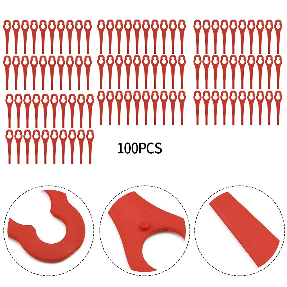 Imagem -06 - Lâminas de Cortador para Aldi Ferrex Distante 201 20v 40v Cortador de Grama sem Fio Lâminas de Plástico 9.5x2.8cm Acessórios para Cortadores de Grama 100 Peças