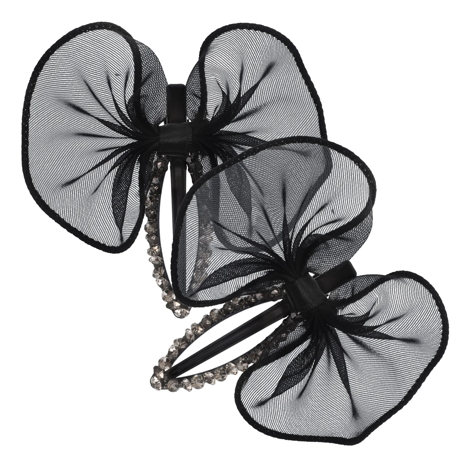 

2 Pcs Claw Clips Bow Hairpin Glitter Shaped with Black Barrettes Rhinestone Bride