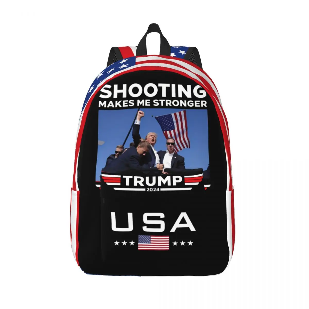 Trump Shooting Makes Me Stronger 2024 Backpack for Men Women Cool Daypack Assassination Attempt Fight Shooting 2024 Canvas Bag