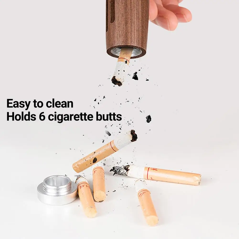 Solid Wood Ashtray Container Mini Car Ashtray Anti Soot-flying Cigarette Cover Walnut Wood Cigarette Holder Ash Organizer