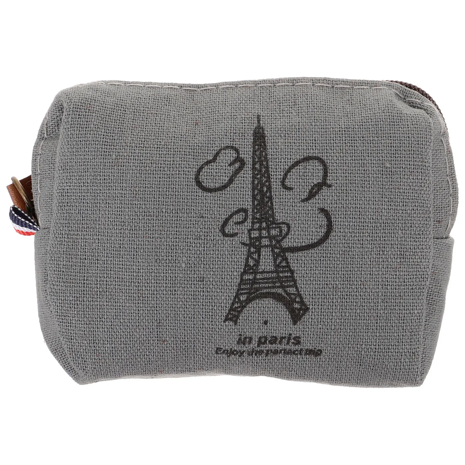 

Canvas Coin Purse Small Mini Zip Wallet for Money Change Credit Cards Travel Gift Eiffel Purse