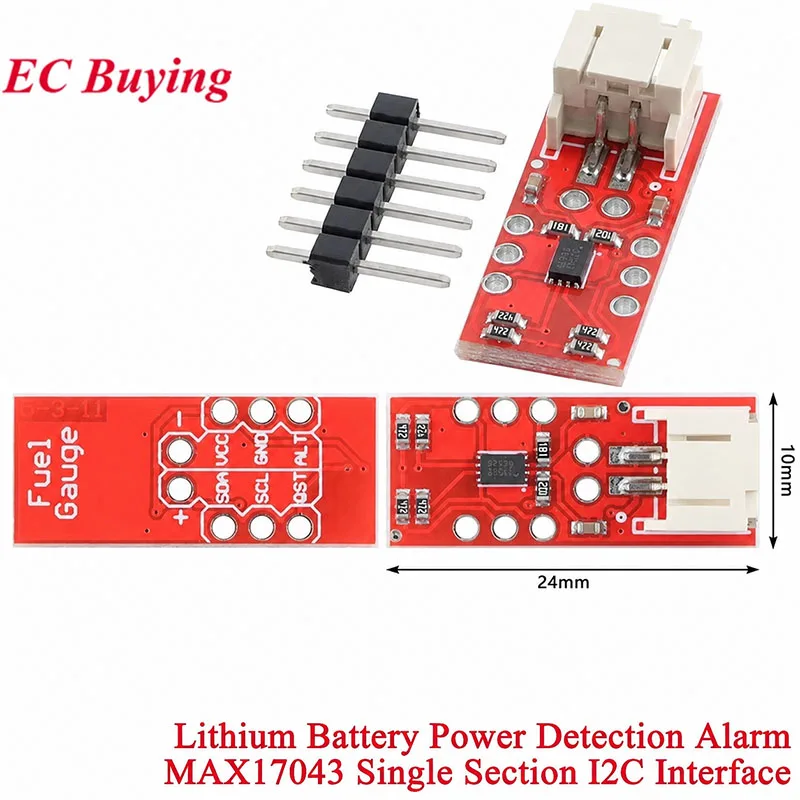 MAX17043 LiPo Fuel Gauge Lithium Battery Power Detection Alarm Module Board A/D Conversion IIC Interface Monitoring for Arduino