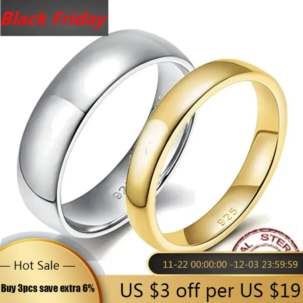 Trumium 2/ 4/6mm 925 Sterling Silver Ring High Polish Plain Dome Wedding Band Comfort Dropshiping