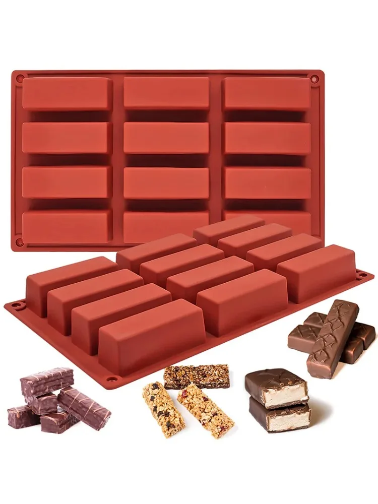 Molde de barra de chocolate com 12 treliças, para assar barras energéticas, barras de proteínas,