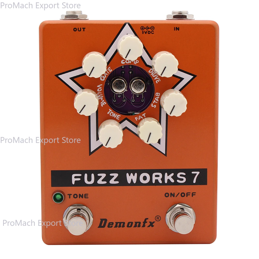 Demonfx Fuzz Works (Fábrica) 7 Pedal de efectos de bajo y guitarra Fuzz