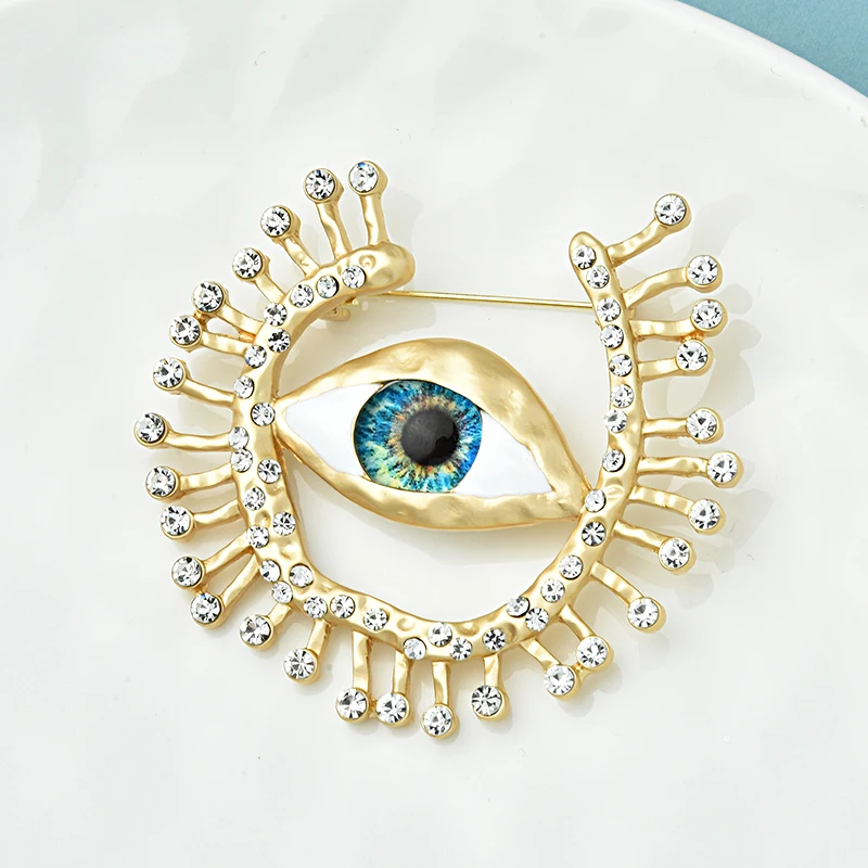 Wuli&baby Big Blue Eye Round Brooches Women Unisex New Design Charming Eyes Party Office Brooch Pin Gifts