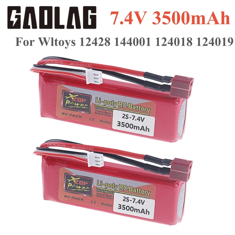 Upgrade 2s 7.4V 3500mAh Lipo battery For Wltoys 144001 Car Rechargable Battery for Wltoys 124017 104001 12428 RC Car Parts 10Pcs