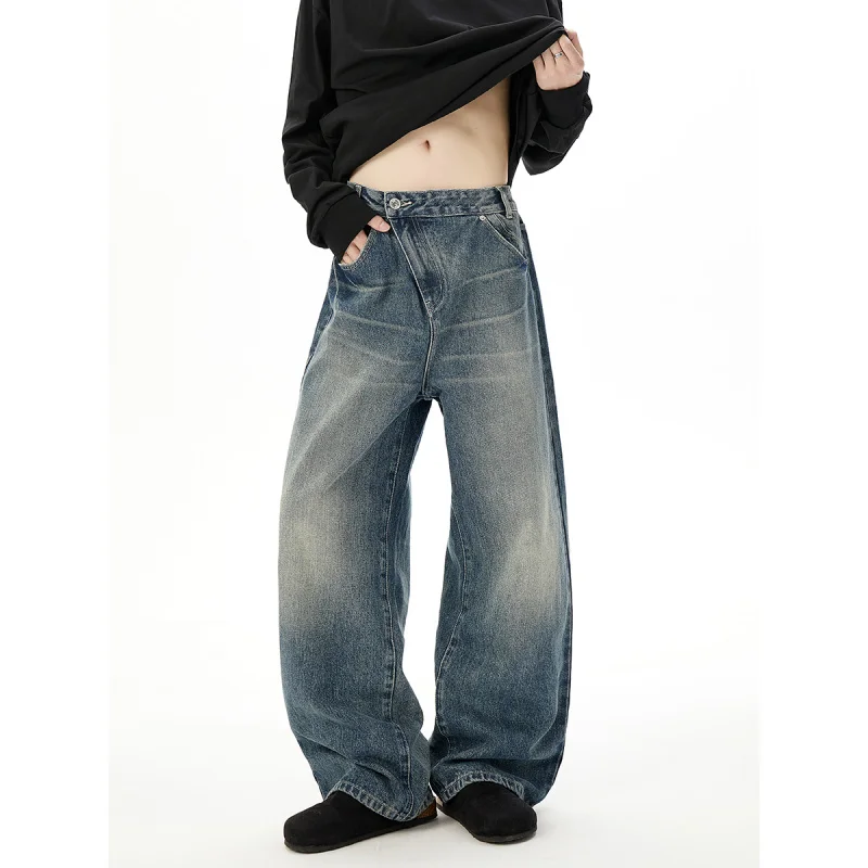 

GIOIOMen's Jeans，2025New Asymmetric Floral Cat Whiskers Loose Casual Men's Jeans