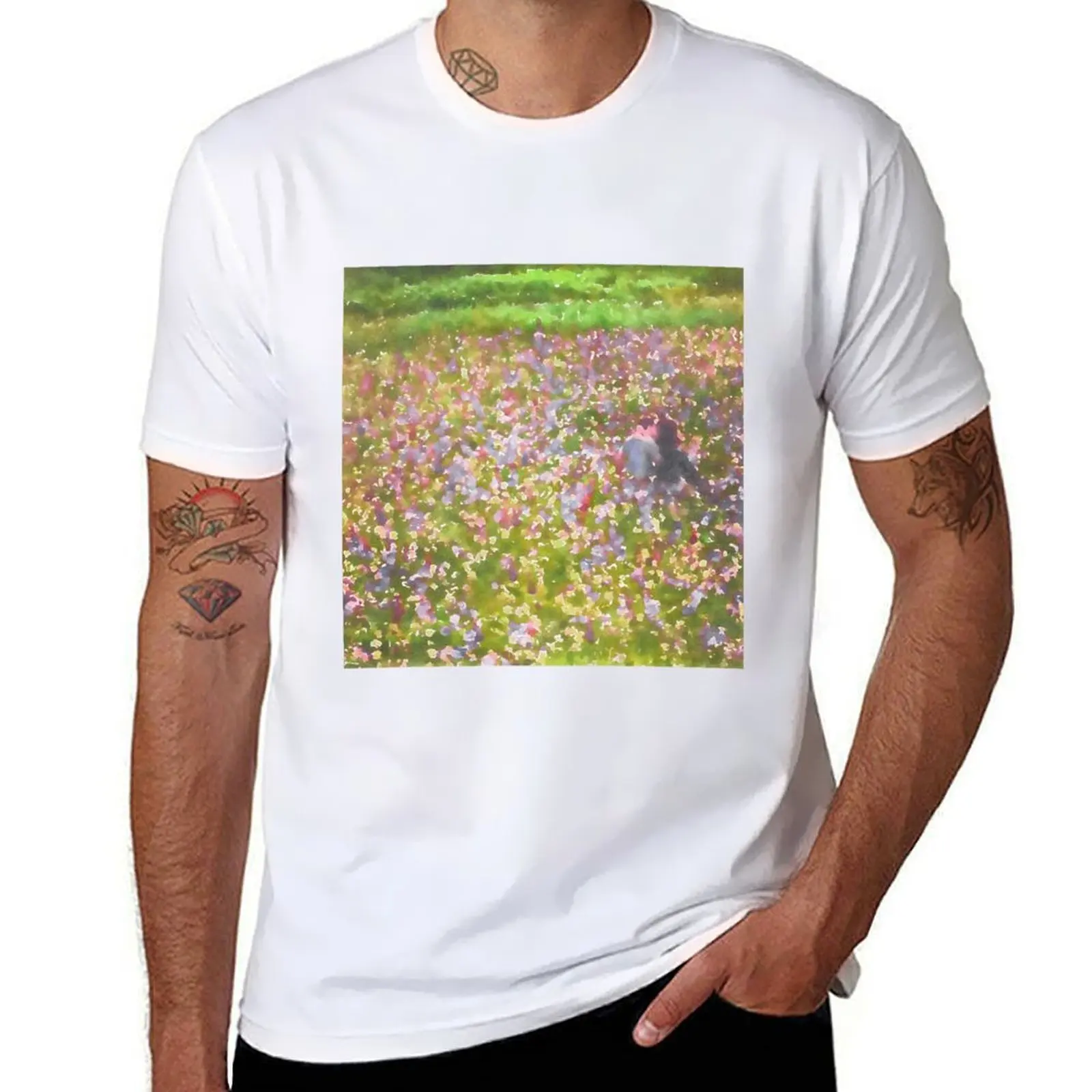 

The Meadow Watercolor T-Shirt t shirt men 100% cotton luxury brand cotton tshirt 100% T-Shirt