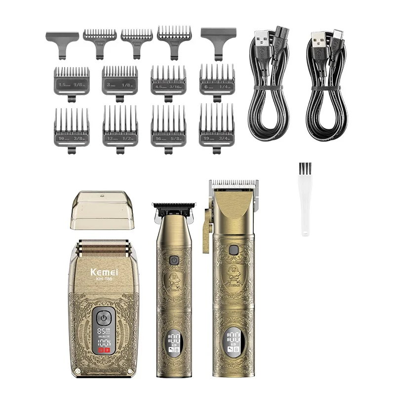 KEMEI Hair Clipper Set professionale Barber Metal Hair Clippers rasoio elettrico tagliacapelli uomo barba Grooming Set KM-2235