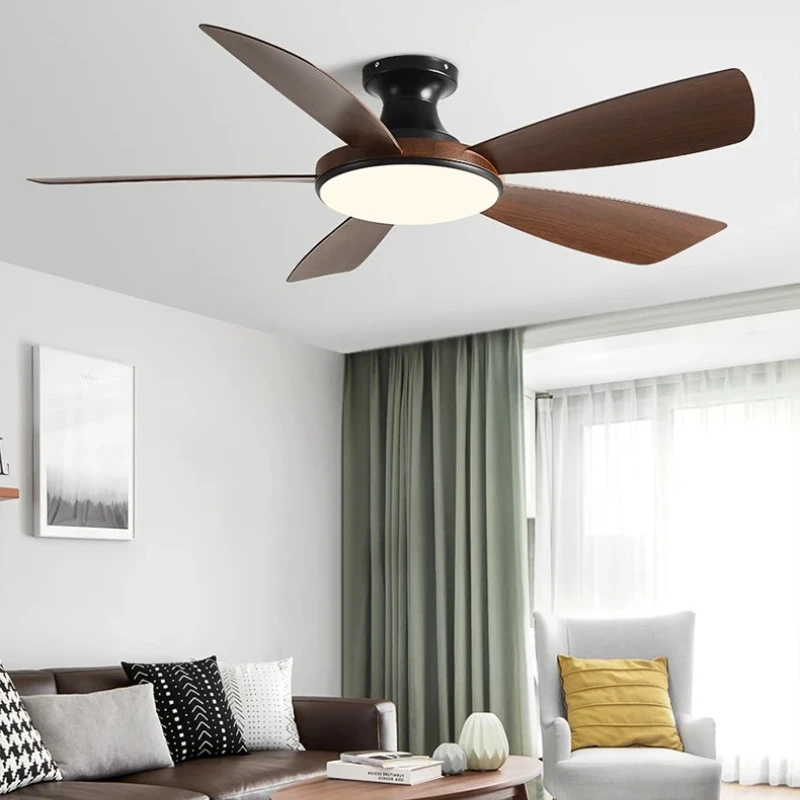 56Inch Low Floor Ceiling Fan Light Modern Black ABS Blade DC Remote Control Led Fan for Bedroom Restaurant Lights 110V 220V