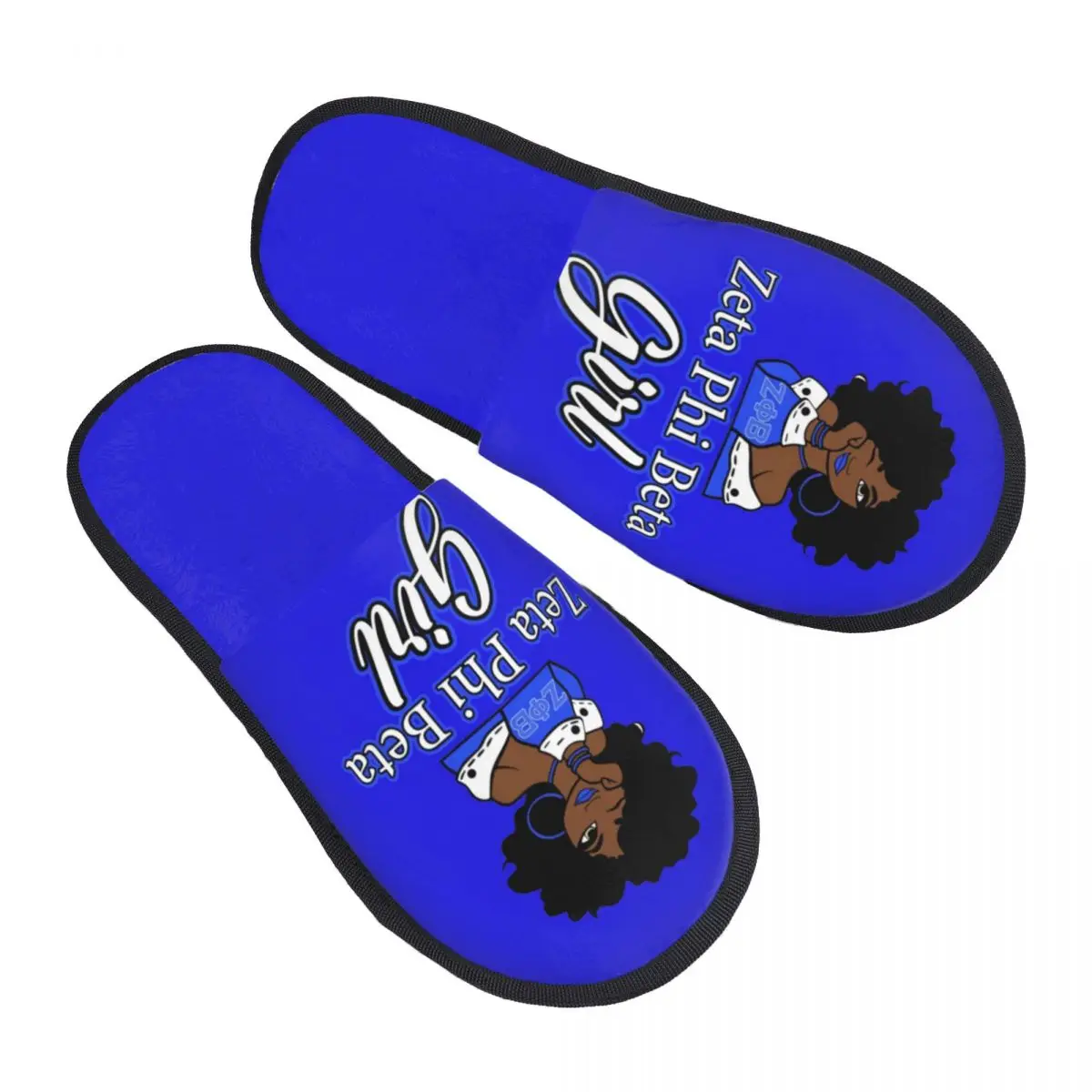 Custom Zeta Girl Soft Memory Foam House Slippers Women Zeta Phi Beta Sorority Comfy Warm Anti-Skid Slipper