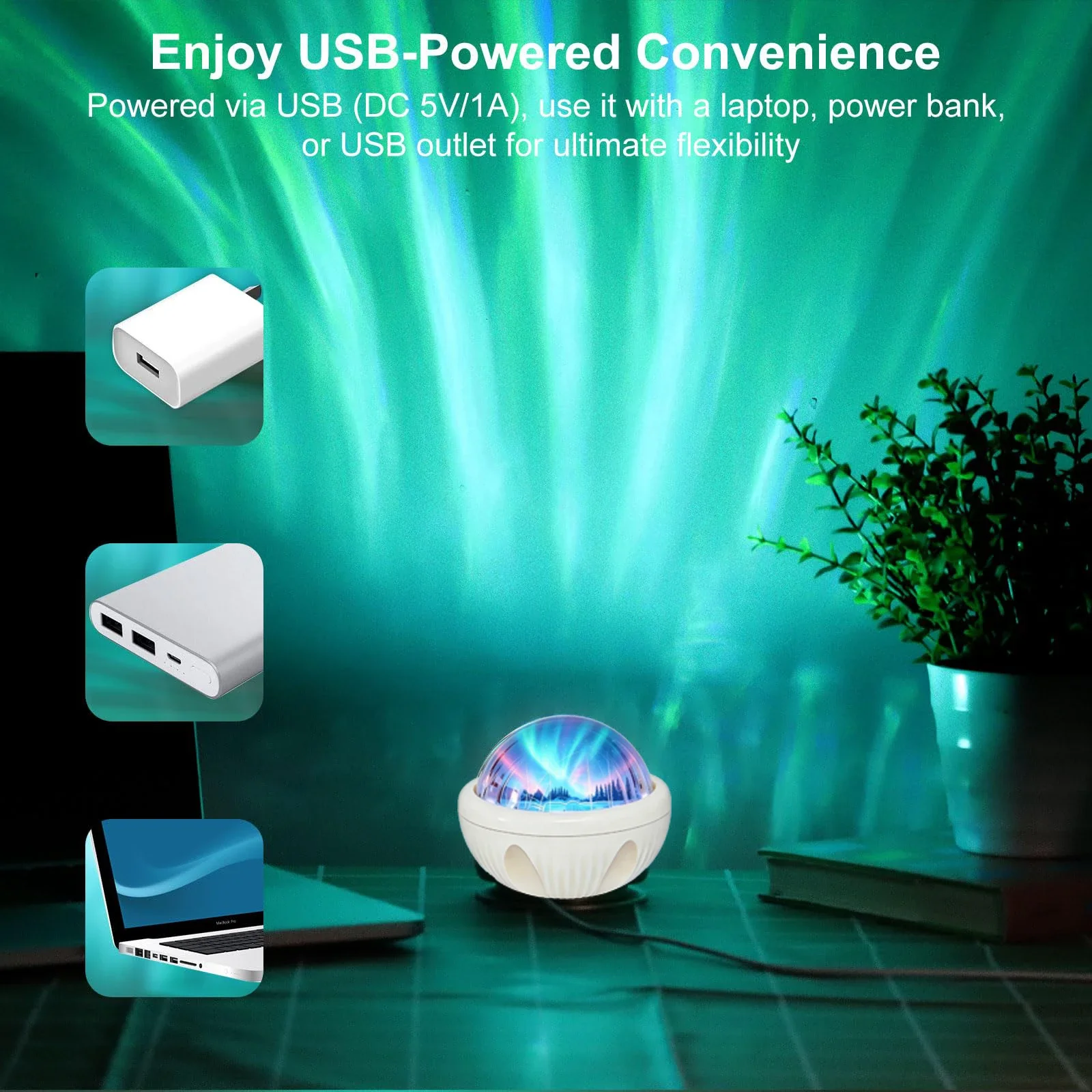 Northern Light Projector RGB Atmosphere Night Lights Remote Control USB Aurora Projection Lamp 360 Rotate for Home Party Decor