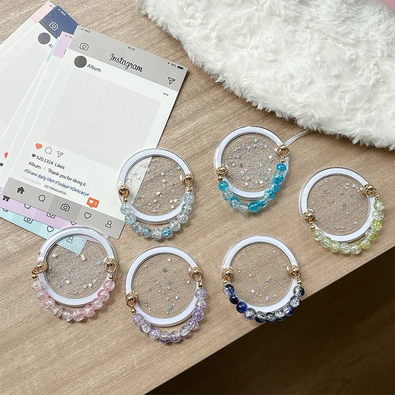 حامل هاتف مغناطيسي بسلسلة شفافة لامعة مع حلقة لملحقات Magsafe Universal Smart Tok Lazy Bracket