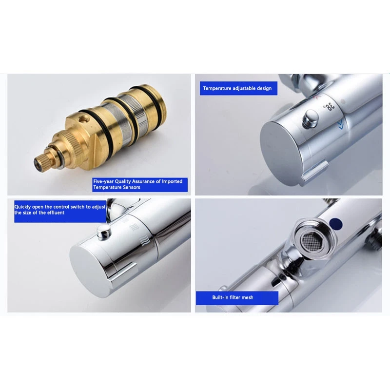 TKOH-Bathroom Bath Shower Faucets Water Control Valve Thermostatic Valve Mixer Faucet Wall Mounted Brass Shower Faucets Mixer Va