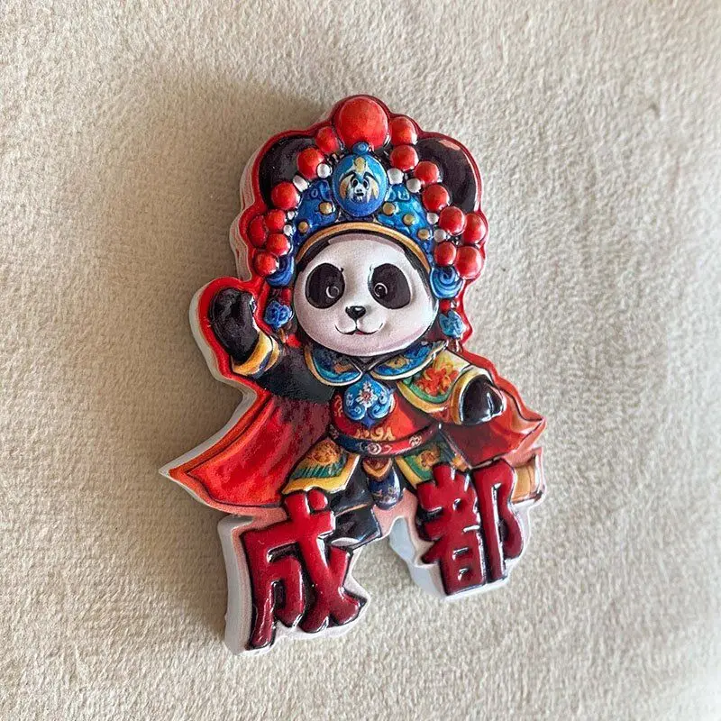 China Chengdu Panda Peking Opera 3D Resin Fridge Magnet Cute Magnets Home Decor Items Imanes Para Refrigerador Souvenirs