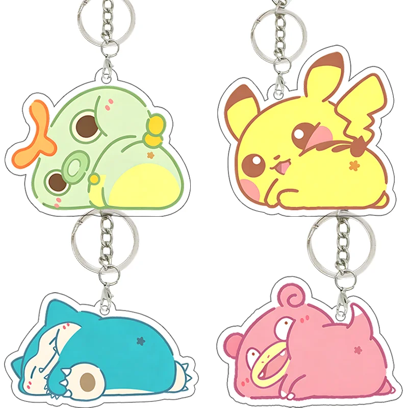 Snorlax Pocket Monsters Bulbasaur Acrylic New Style Keychain Papa Pendant Backpack Jewelry Surrounding First Choice Girl Gift