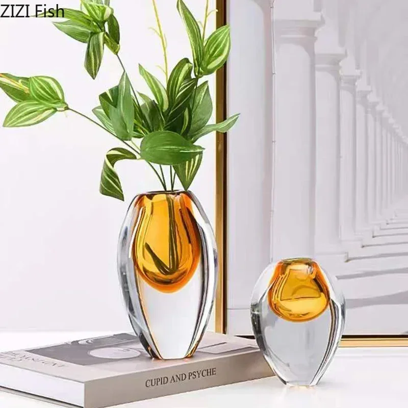 

Gradient Color Glass Vase Transparent Hydroponic Flower Pots Desk Decoration Flower Arrangement Floral Vases Modern Home Decor
