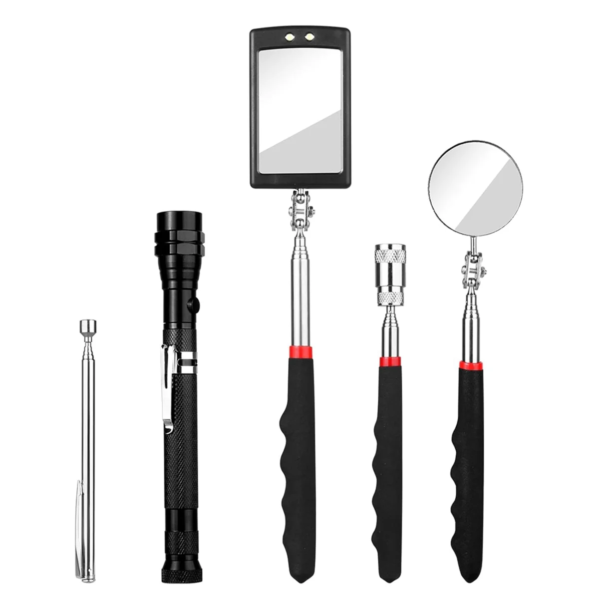 New Telescoping Magnetic Pickup Tool Set, Extendable InspectionMirror LED Lighted for Checking Observing Vehicle Small