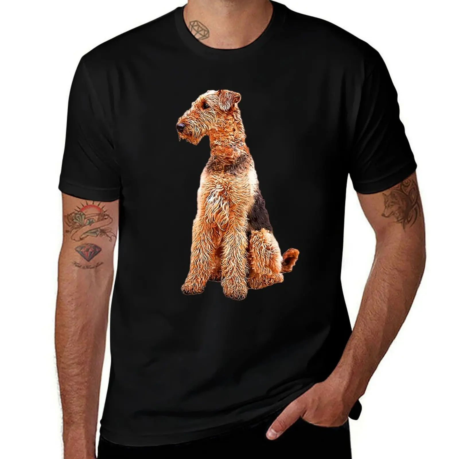 

Airedale Terrier Cute Dog T-Shirt men t shirt cotton 100% t shirts with prints T-Shirt