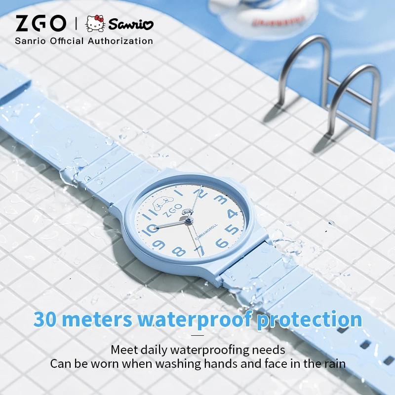 ZGO x Sanrio Cinnamoroll kids watch girl Simple Blue quartz watch student waterproof watch gift 8522