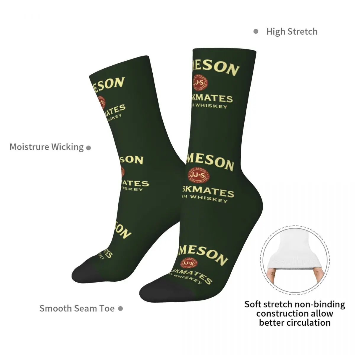 Rare Cask-The Jameson Socks Harajuku Sweat Absorbing Stockings All Season Long Socks Accessories for Man's Woman's Gifts