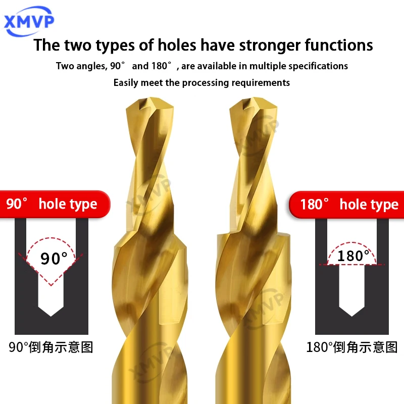 Titanium-coated two-stage step drill bit,90-degree step drill,stainless steel variable diameter expansion hole mother countersun