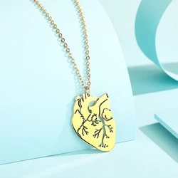 Kinitial Stainless Steel Anatomical Heart Necklace For Women Valentine's Day Doctor Nurse Gift Pendant Necklace