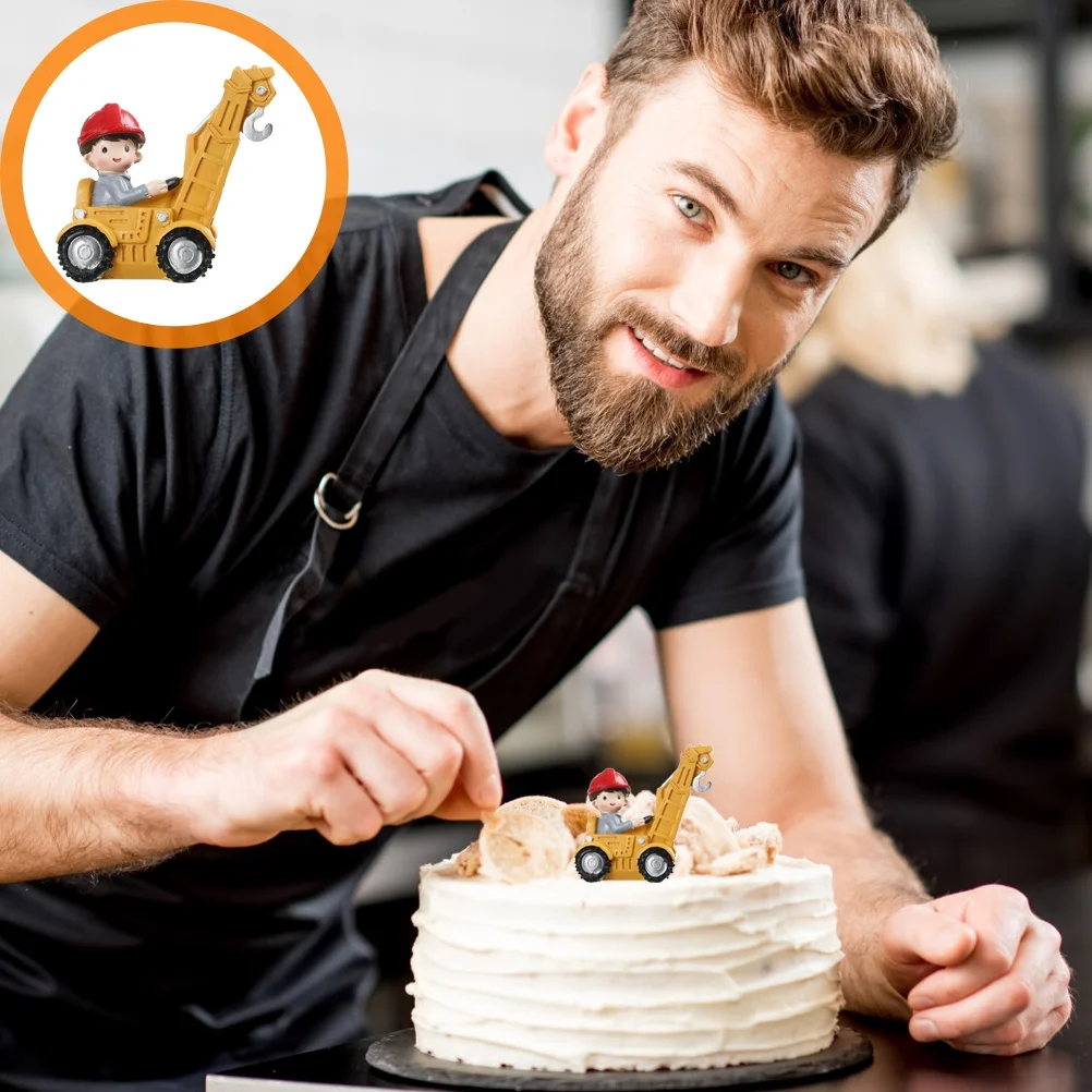 ديكور سيارات الراتنج الهندسية الصغيرة للبنين عيد ميلاد البناء كعكة زينة كعكة ديكور حفلة سيارة زخرفة سطح المكتب #3