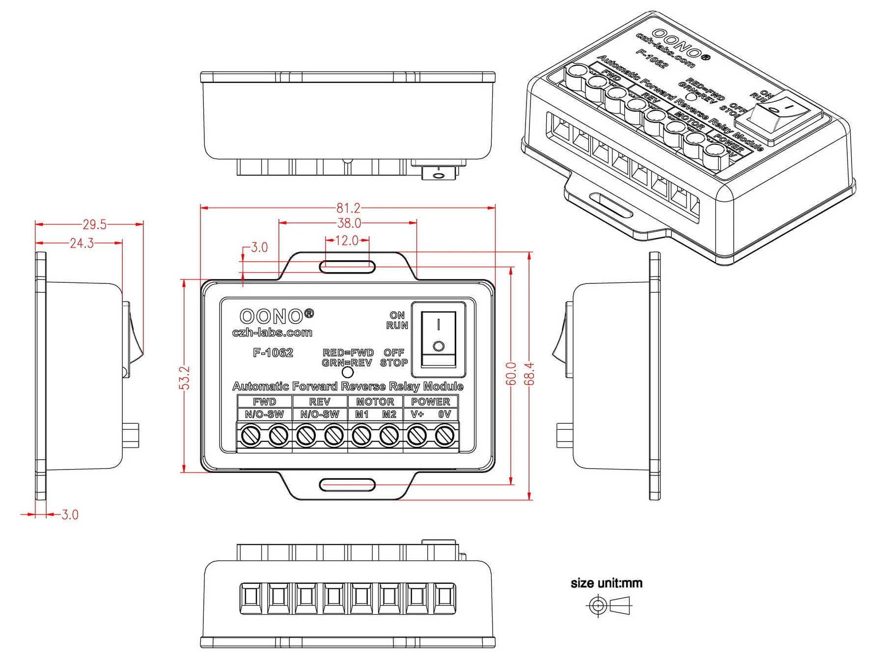 Automatic Forward Reverse Relay Module, for Cyclically Reciprocating Motion, OONO F-1062