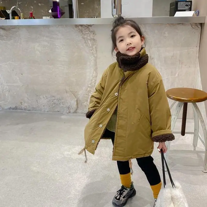 2025 filles manteau chaud automne hiver couleur bloquant vêtements d'extérieur épaissi hauts confortable rembourré veste enfants vêtements 4-12 ans