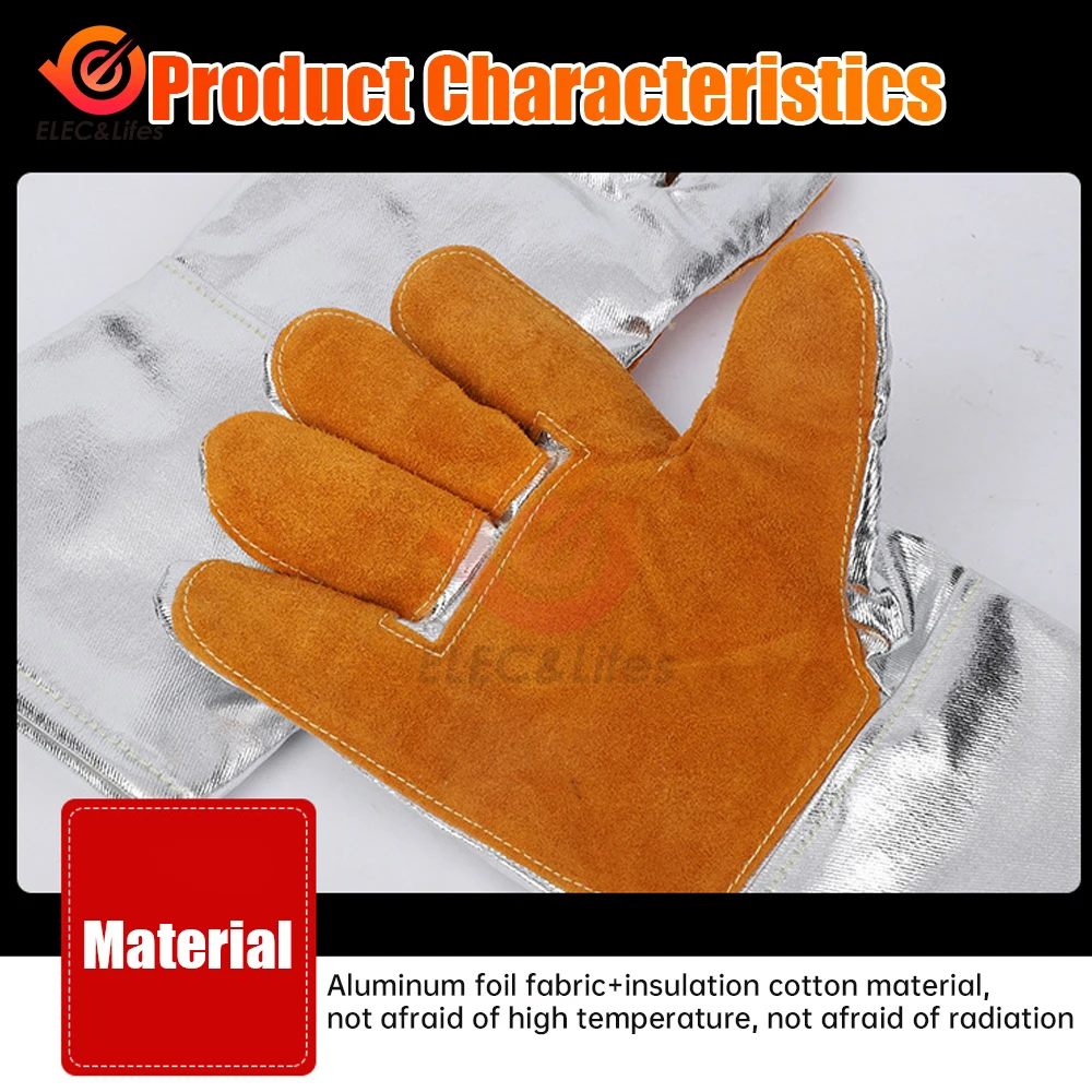 Aluminum Foil Heat Insulation Gloves Anti-scalding Glove Fireproof Industrial Grade Oven Heat-resistant Protective Safety Gloves