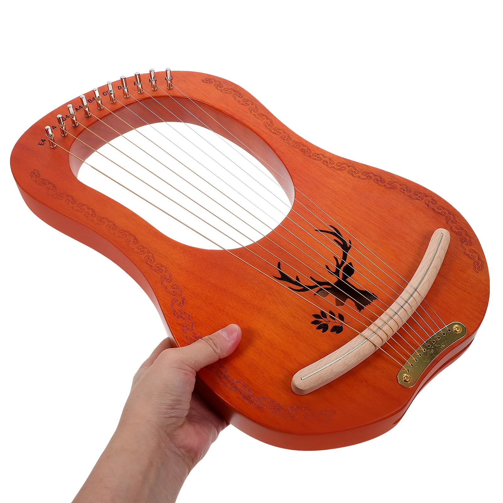 

1Set Lyre Harp 10-String Instrument Kit Rounded Edges for Beginners Stable Tone Musical Instrument with