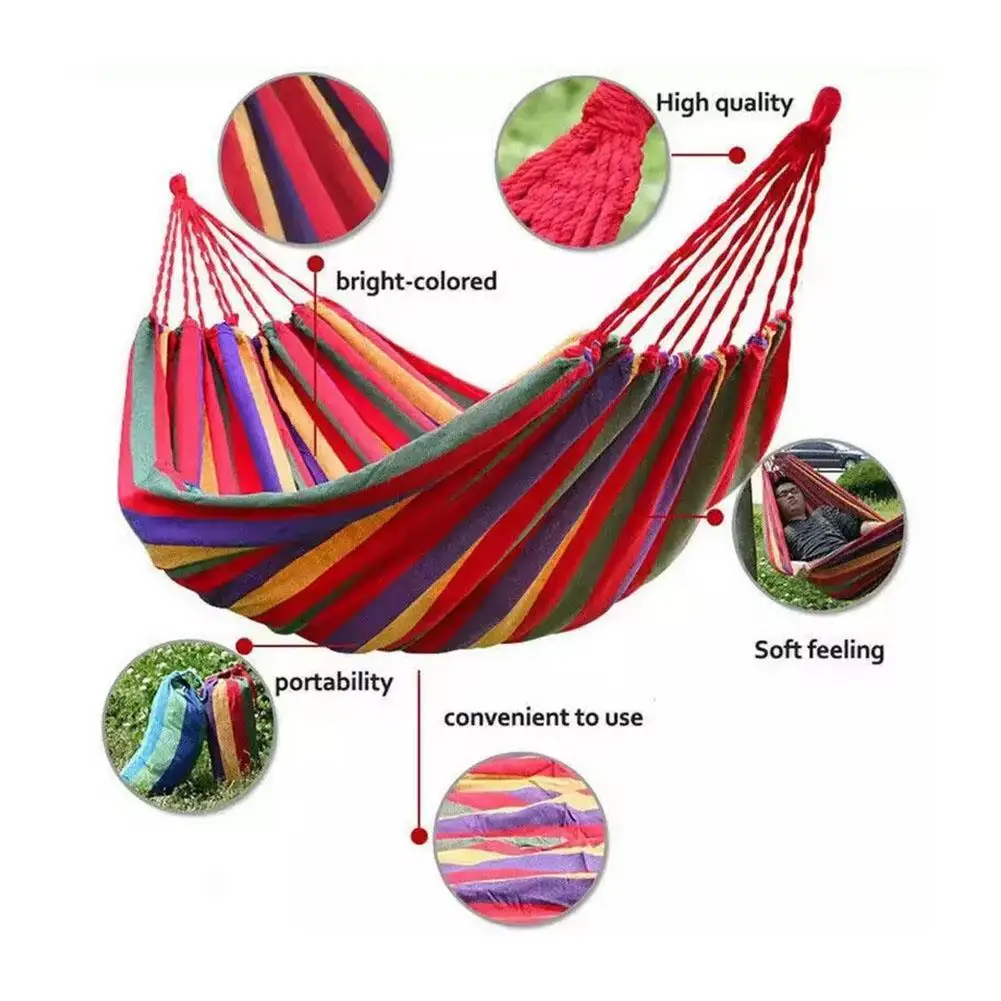 160cm Single Wide Thick Canvas Hammock Outdoor Camping Backpackaging Leisure Swing Portable Hanging Bed Sleeping Swing Hammock