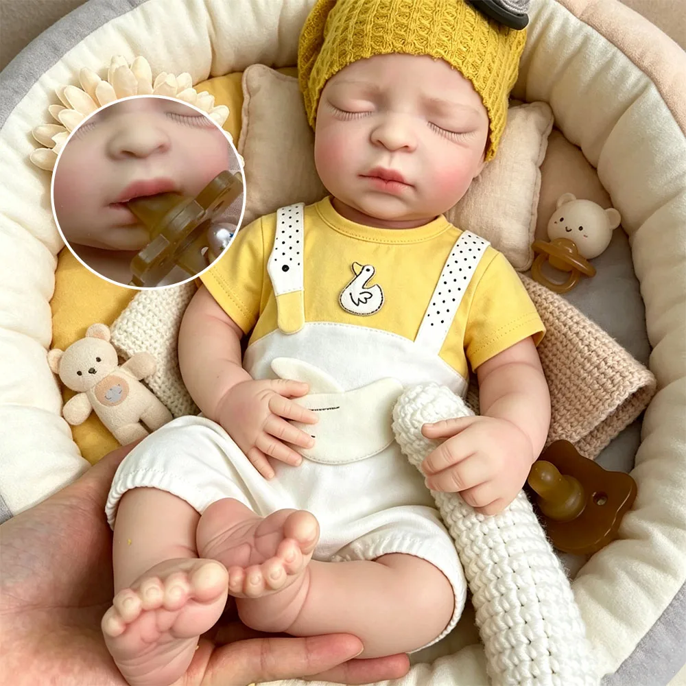 17inch Asleep Full Soft Realistic Silicone Reborn Doll True-to-Life Newborn Shape Weighted Doll for Photography Shooting Model