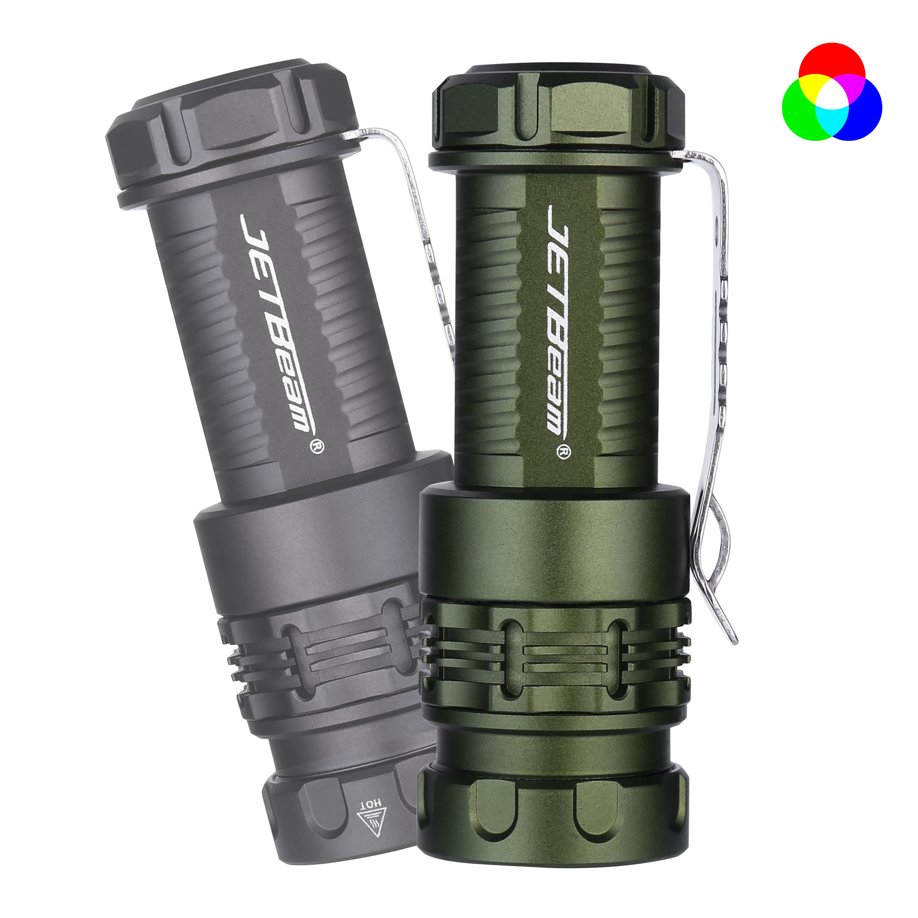 Jetbeam RRT0 Rotating Adjustment Ring Switch EDC Flashlight RCR123 Battery Powered RGBW LED Torch light with Magnetic Tail