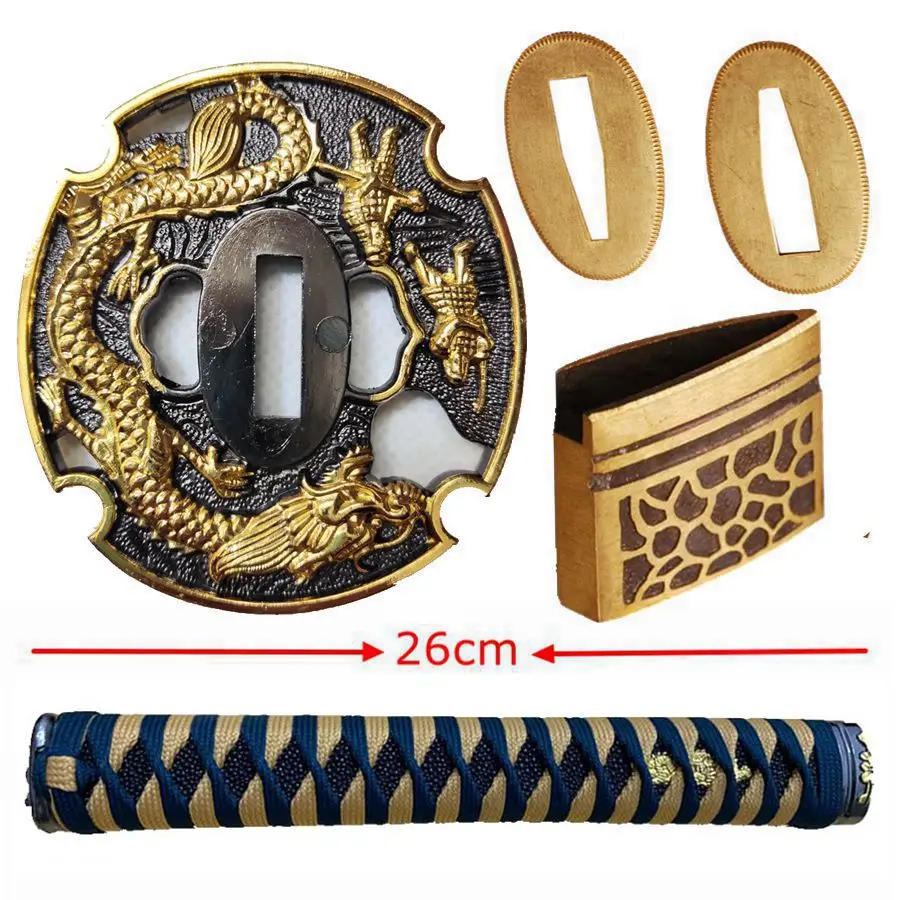 High Quality Set Handle Fittings Sword Tsuka Tsuba Menuki Fuchi Kashira Habaki Seppa For Japanese Sword Katana Wakizashi B-05