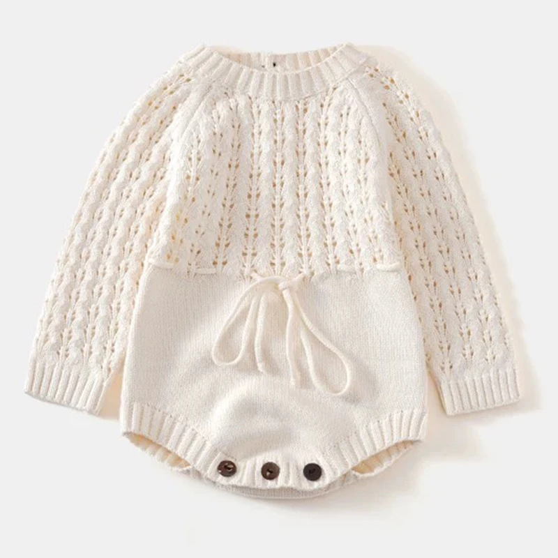 pasgeboren baby baby meisjes gebreide kleding hart lange mouw jumpsuit outfit herfst winter wol gebreide trui romper kleding