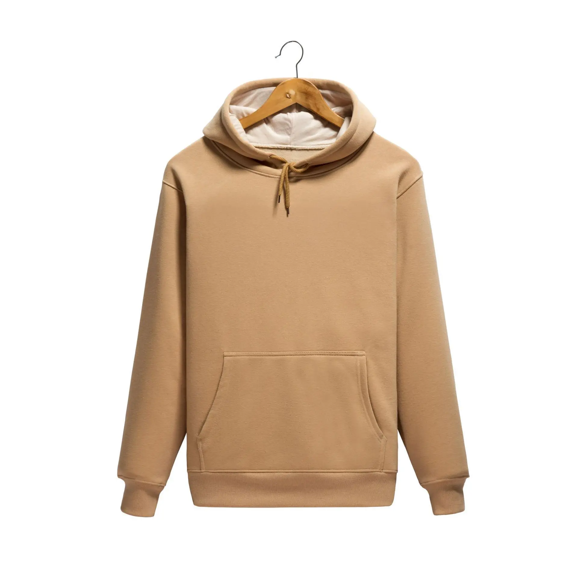 Slim Fit Solid Color Decorative Hoodie Men's Pullover Sweater