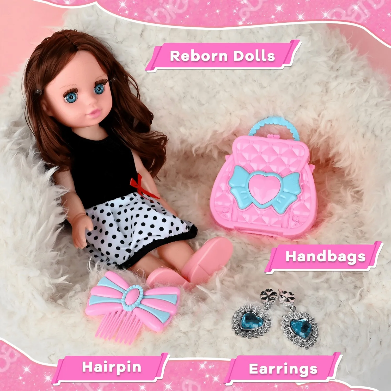 حزمة هدايا حفلات الأطفال |   مجموعة ملابس وإكسسوارات الدمى |   تتضمن الأقراط وحقيبة السفر والملابس والمزيد |   لطيف بين الوالدين والطفل