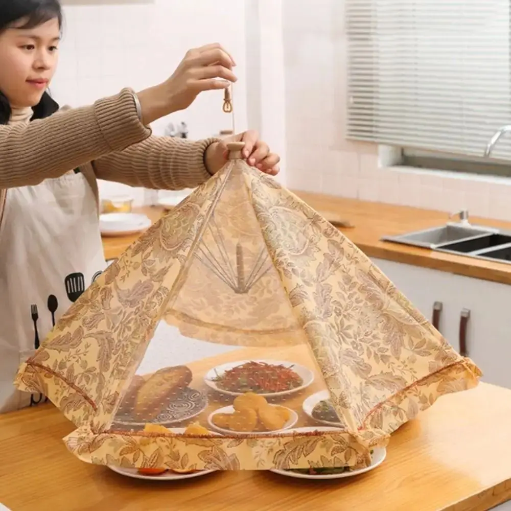 New Foldable Food Covers Anti Fly Mosquito Dustproof Dining Table Mesh Cover Durable Breathable Vegetable Cover Umbrella