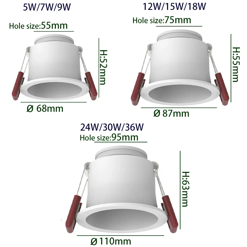 Oprawa typu Downlight LED wbudowana bez światła głównego wąska rama Hotel salon strona główna antyodblaskowa lampa sufitowa z otworem światło