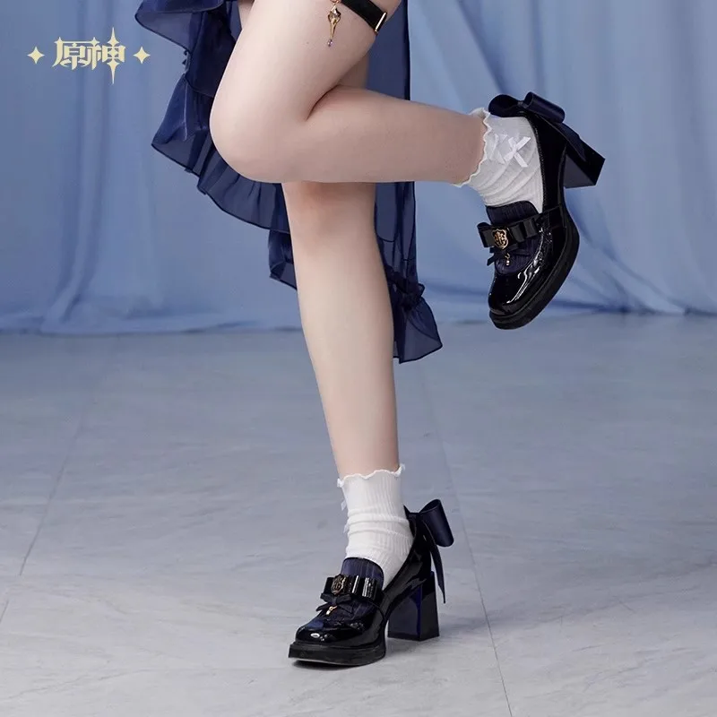 Pré-venda oficial genshin impacto genuíno furina tema impressão série anime quartiiro salto médio retalhos sapatos lefebvre