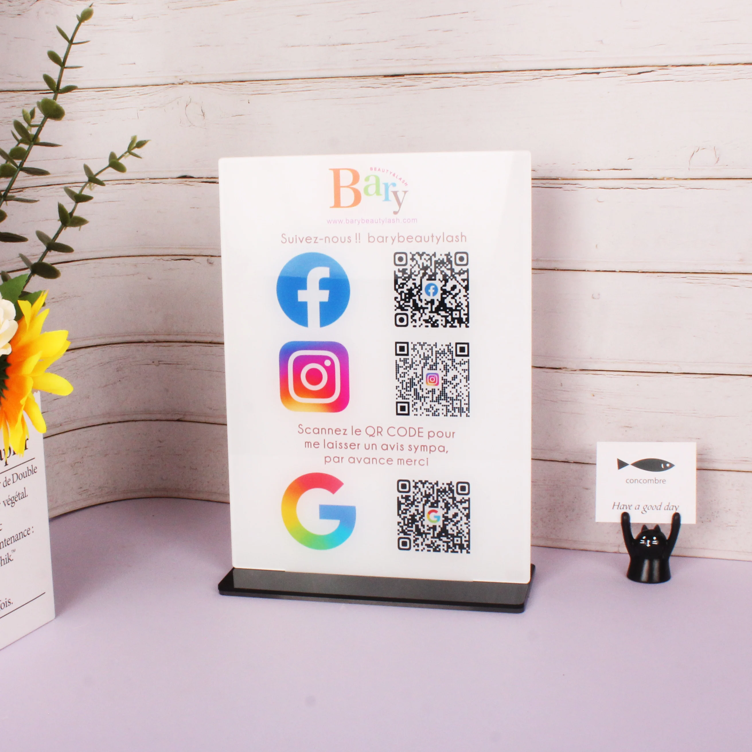 Colorful Beauty Salon Hairdressers Beautician Signage UV Print QR Code Sign Triple Icon and Business Social Media Sign