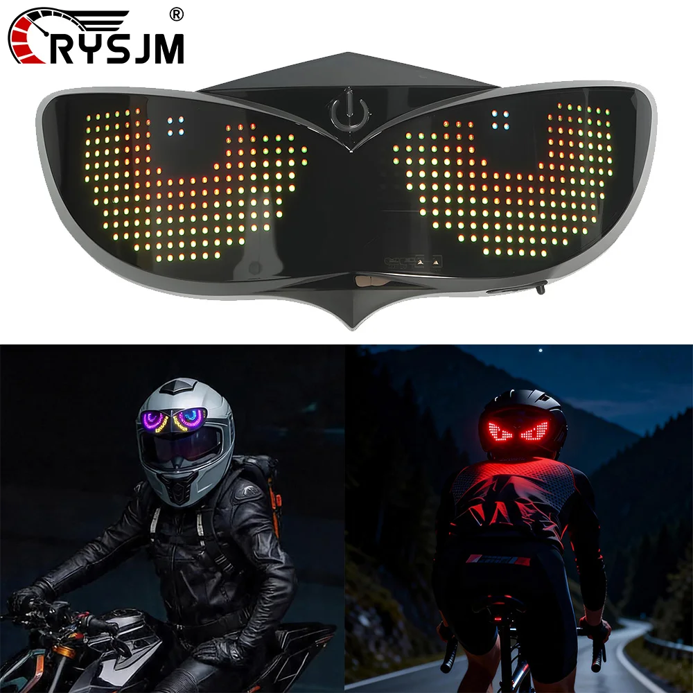 LED Motorcycle Helmet Display (Without Helmet) Helmet Tail Light DIY Screen LED for Scooter Bicycle Bike Outdoor RBG Screen