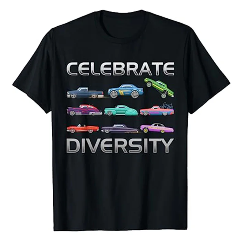 

Celebrate Diversity Classic Muscle Apparel Types Muscle Car T-Shirt Humor Funny Cars Lover Graphic Tee Tops Short Sleeve Blouses