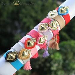 5PCS, Bohemia Fabric Bracelet Couple Jewelry Wristband Heart Miyuki Tassel Bracelets Adjustable 2024 New Holiday